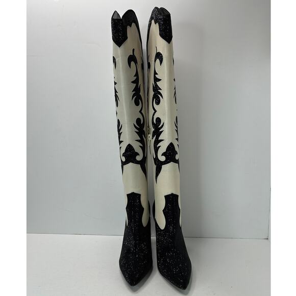 INC International Concepts Iresa Jeweled Western Knee High Boot Cream Women 5.5M - Picture 2 of 13